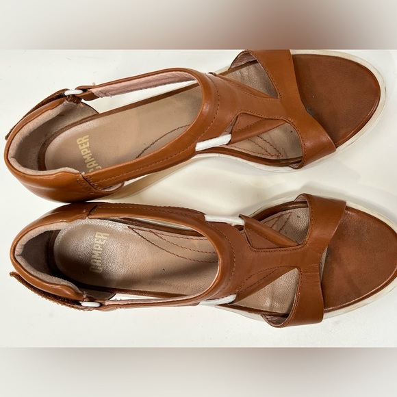 CAMPER Tan LIMI T Strap wedge sandal size  37/7US - Picture 7 of 8